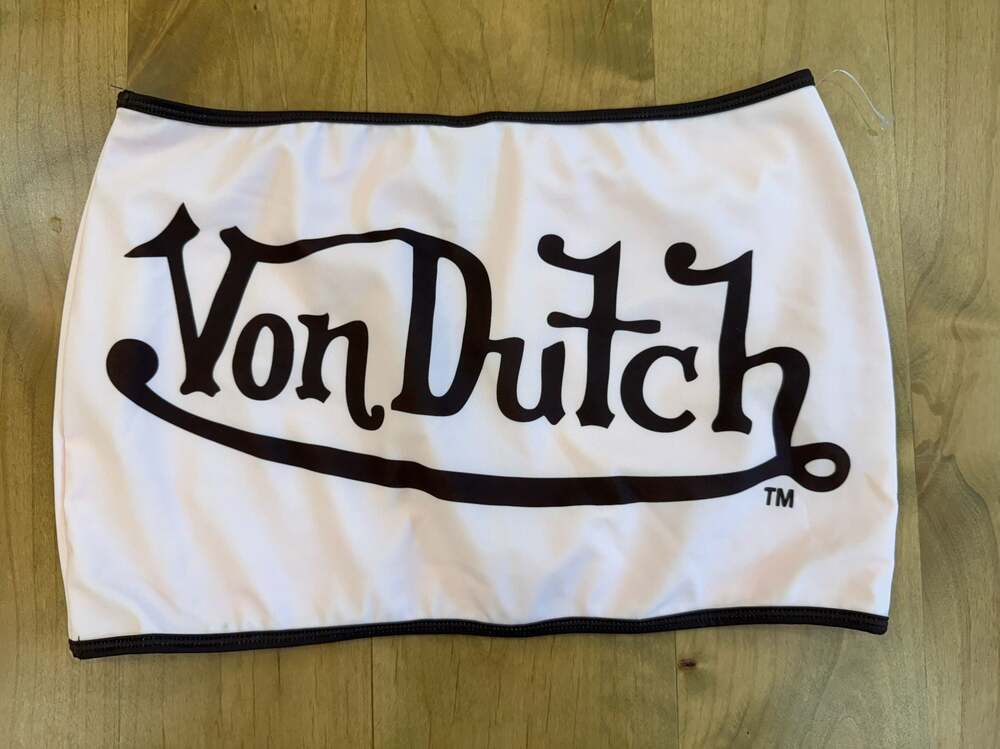 Von Dutch Light Pink and Brown Winged Eyeball Tube Top